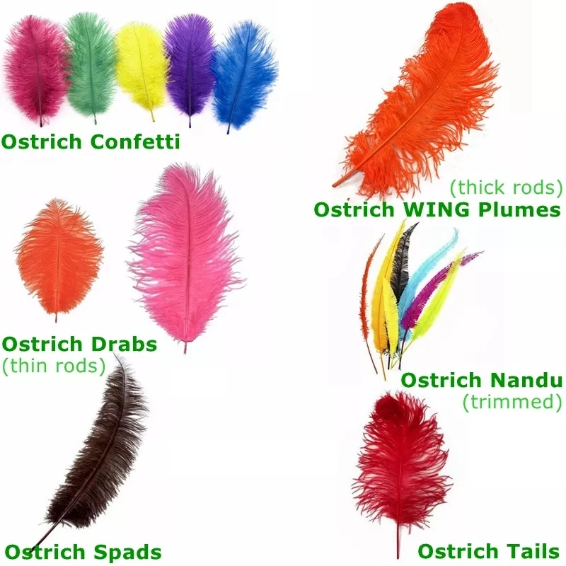 Wholesale Large White Carnival Festival Ostrich Feather 15-80cm Dyed Ostrich Feathers Trims for Wedding Decoration