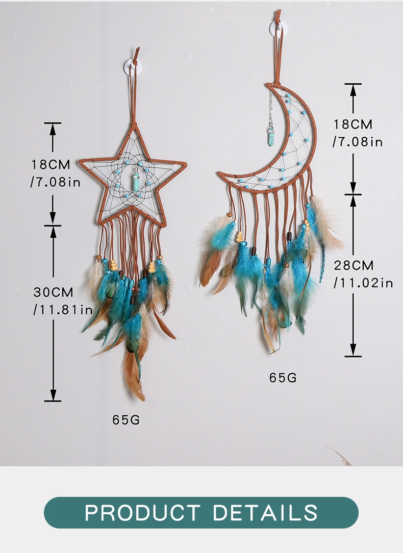 Retro Star Moon Design Dream Catcher Feather Wall Decoration