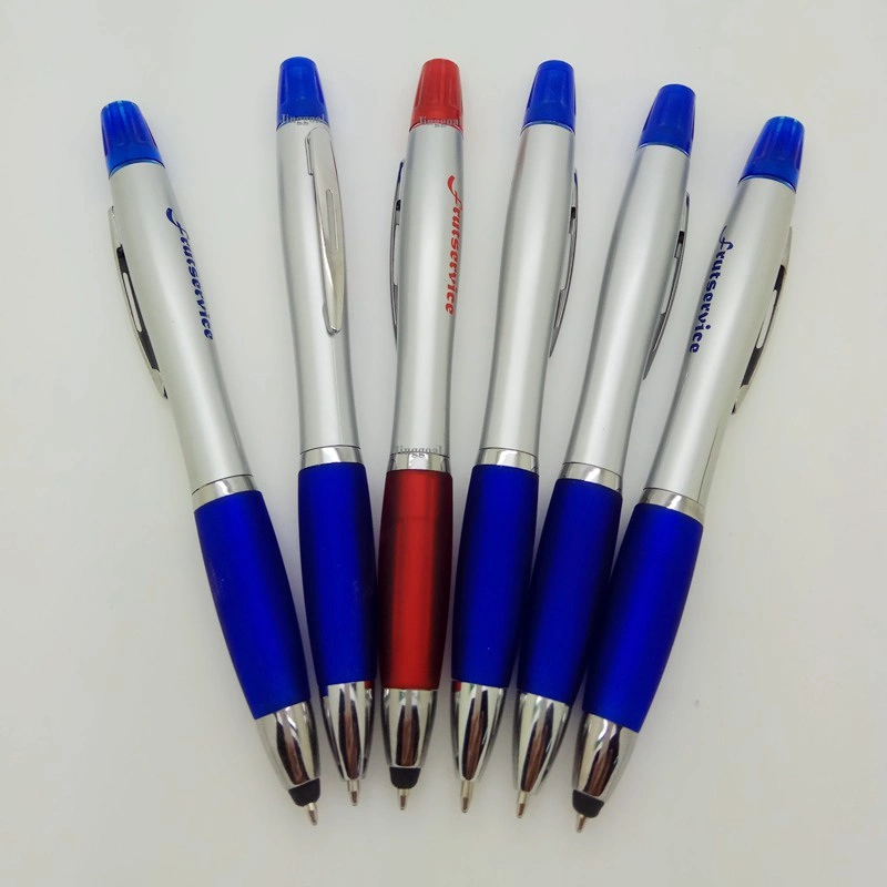 Advertising Plastic Promotional Logo Printed Branded Stylus Highlighter Ballpoint Ball Point Pen