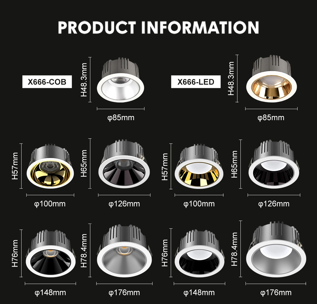 Smart Dimmable Embedded Corridor Ceiling Anti-Glare LED Spot Light with Osram Chips