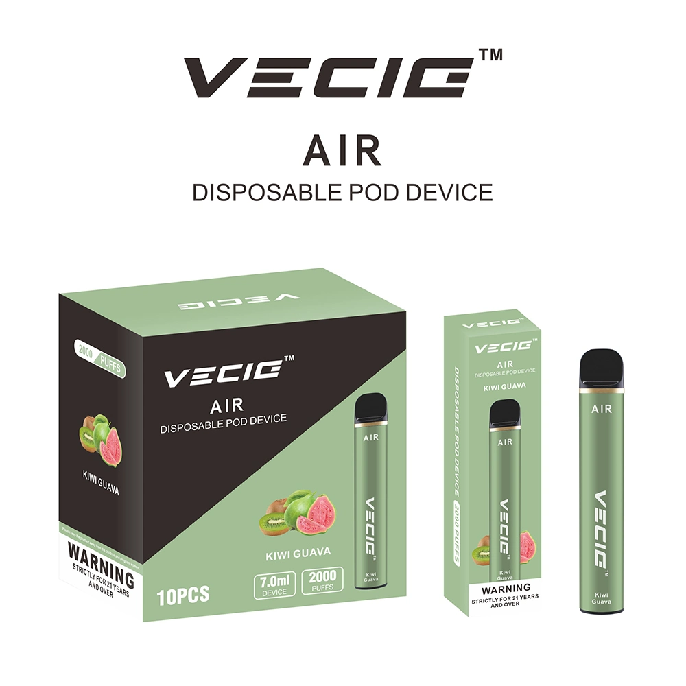 UK Market Best Popular Disposable Vape Vecig Air 2000puff Grade a Battery Vaporizer Pod Vape Pen Electronic Cigarette