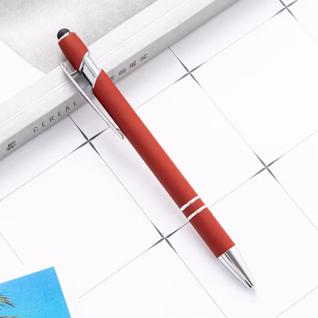 5% off Factory Selling Stylus Customized Logo Value Rubber Paint Ballpoint Pen Multi-Color Optional Laser Engraving Logo