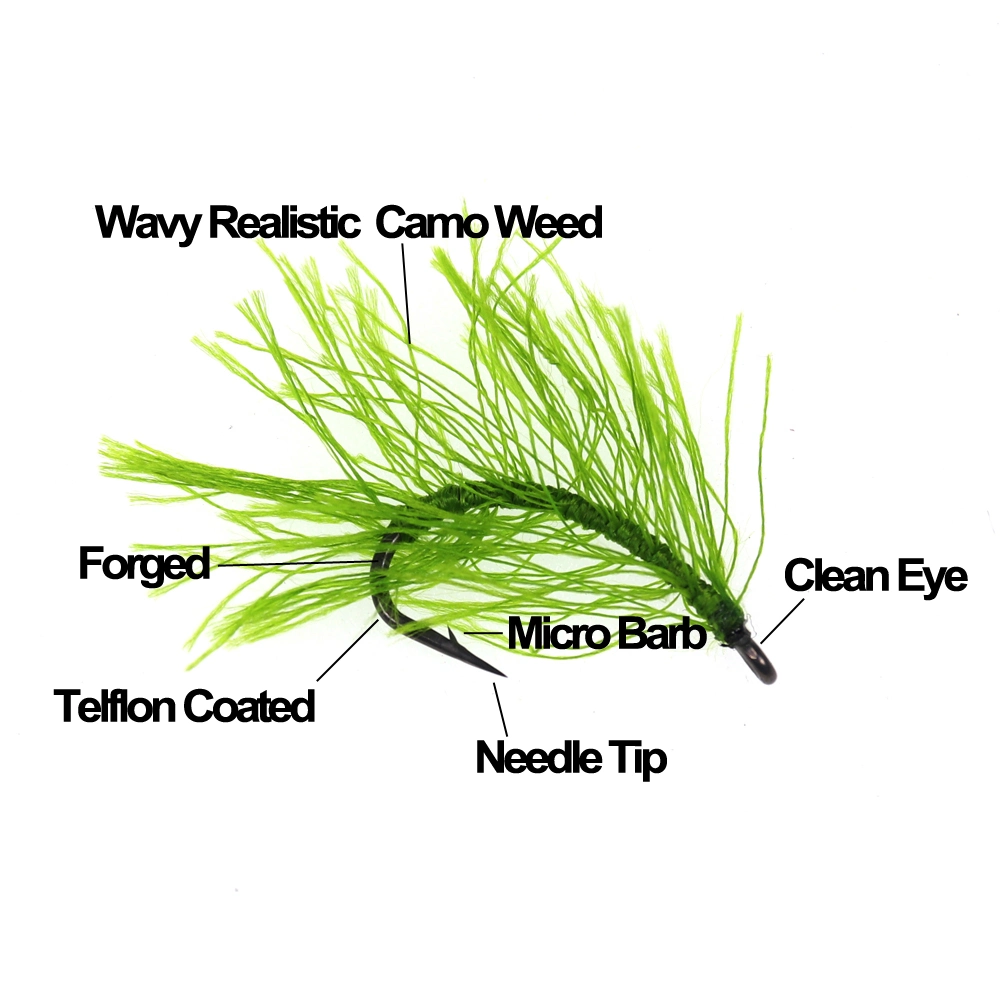 Camouflage Carp Fishing Hook Water Grass Moss Carp Hook Pop up Rig Bait Hooks Telflons Coated 2 4 6 8