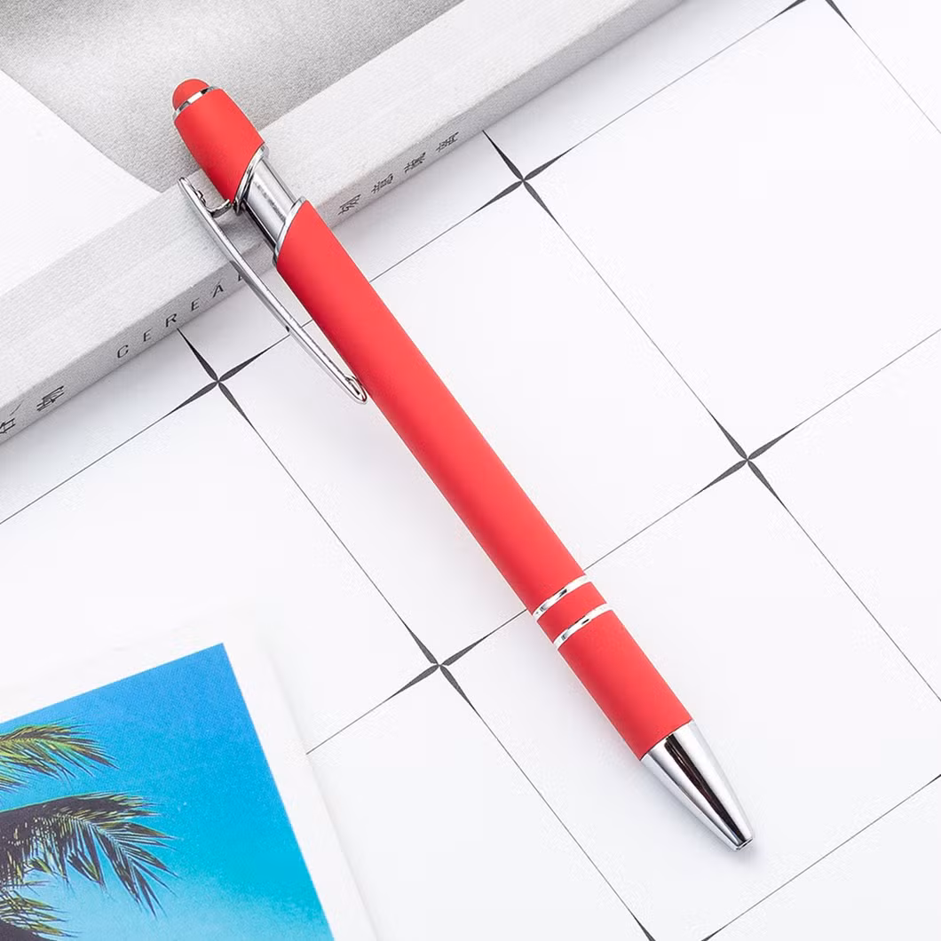 5% off Factory Selling Stylus Customized Logo Value Rubber Paint Ballpoint Pen Multi-Color Optional Laser Engraving Logo
