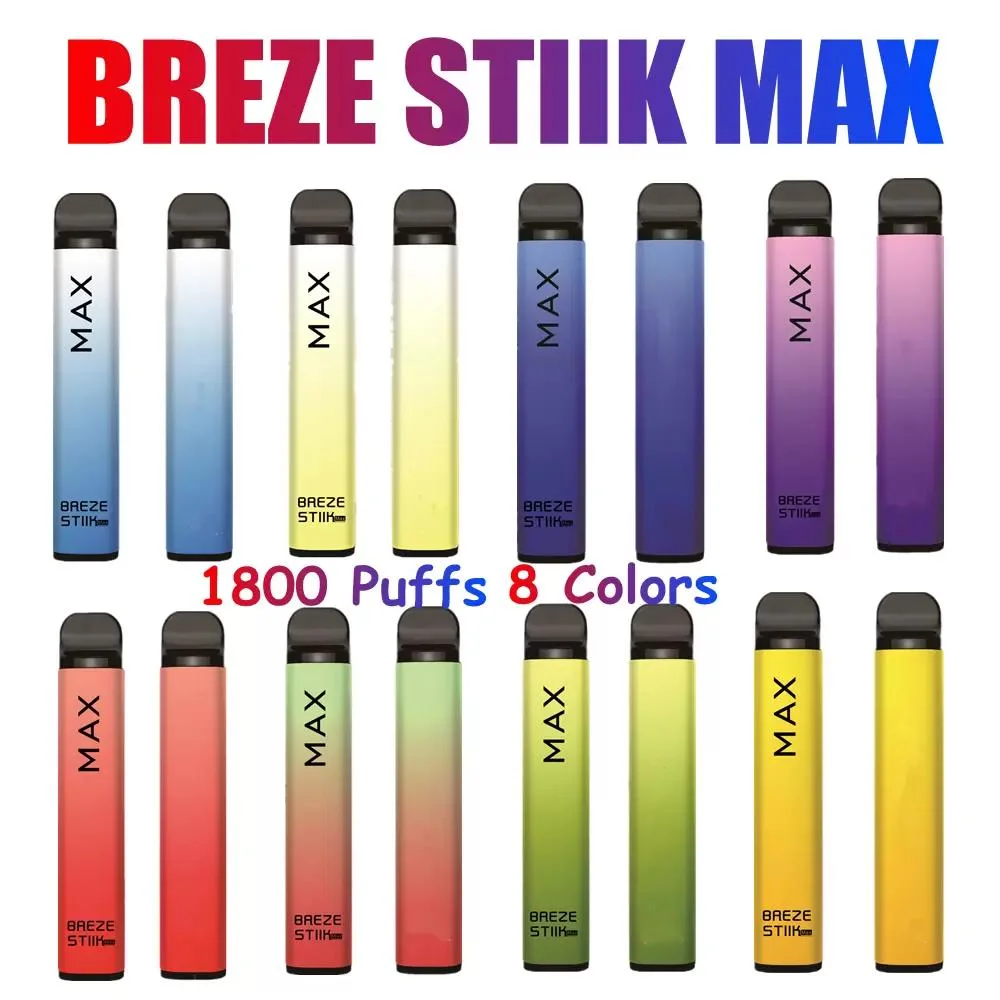 950mAh Battery Breze Stiik Max Electronic Cigarette 1800 Puffs Disposable Vape Pen