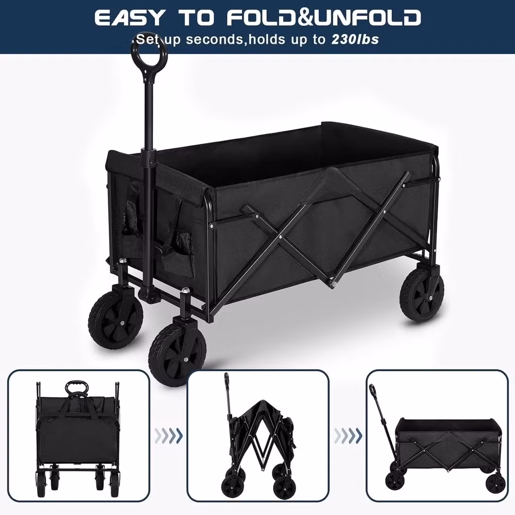Collapsible Beach Cart Large Capacity Folding Utility Garden Cart Wagon Cart