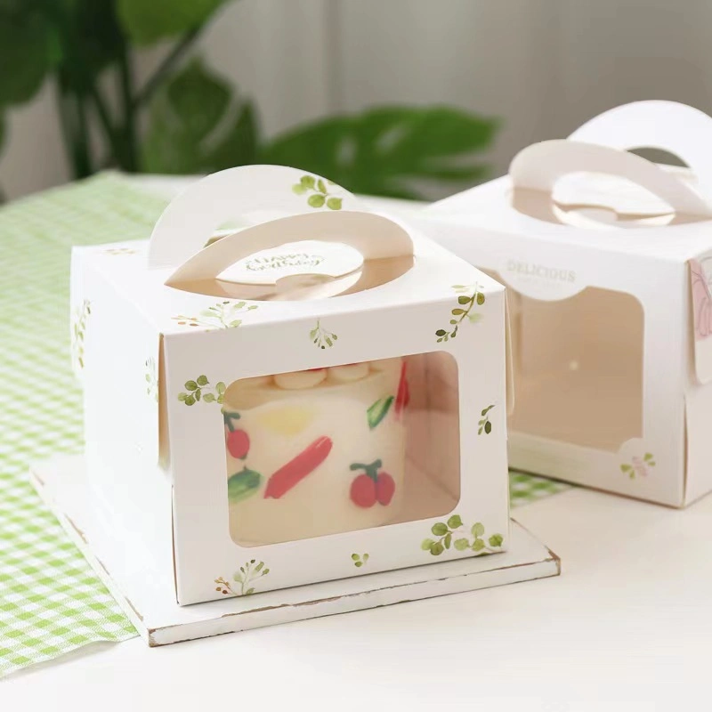 Small Fresh Cake Box Small Pastry Plus High Birthday Cake Packaging Box 4 Inch Mini Portable Window