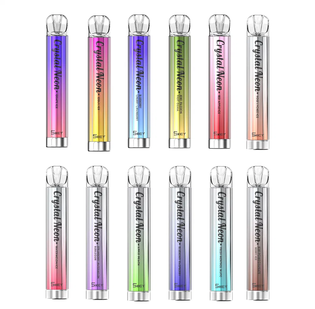 2ml Tpd Compliant UK Wholesale Cheapest Crystal Bar 27 Best Flavors Skey Crystal Neon 600 Puffs 550mAh Battery Disposable Ecigarette Vaporizer