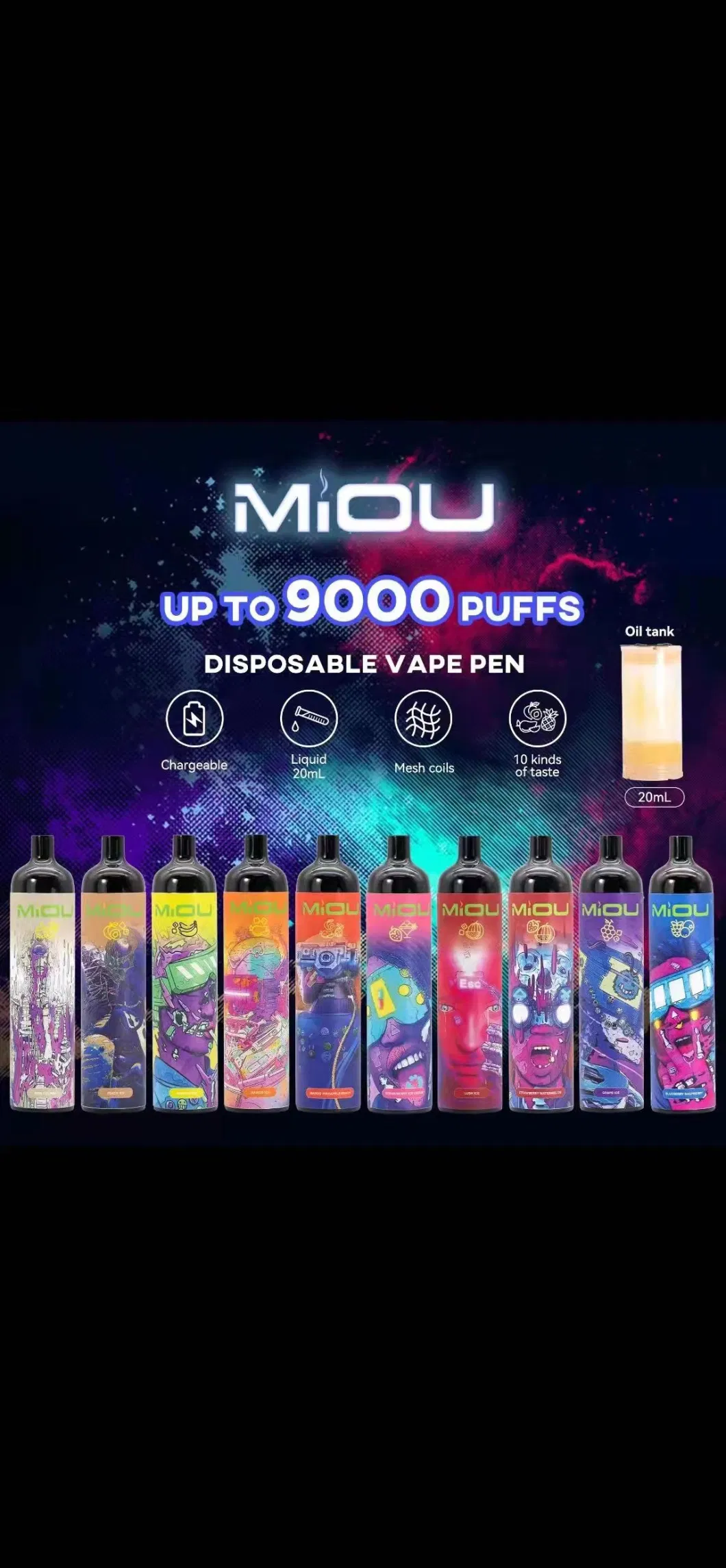 New Arrival Vape Disposable Vape E Cigarette Miou 9000 Puff Disposable Vaporizer