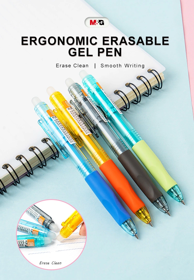 M&G Erasable Mini Gel Pen Ergonomic Grip Black/Craystal Blue 0.5mm