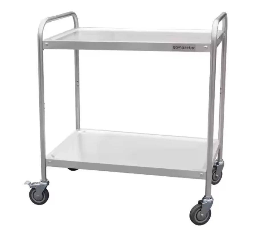 Kitchen Trolley Double Layer Trolley Stainless Steel Food Service Cart with Wheels Food Trolley Cleaning Carts