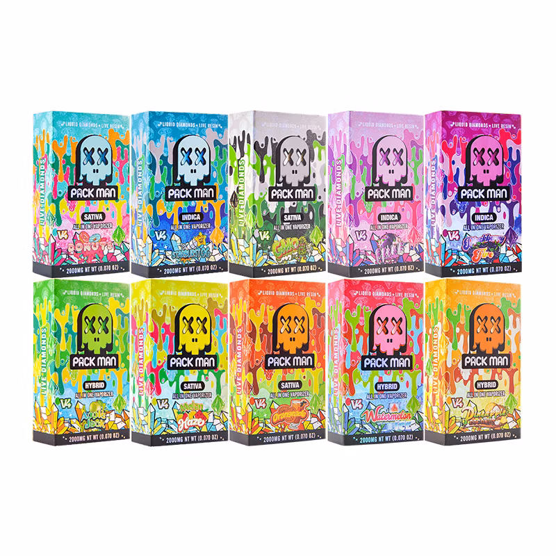 Packman 2g V4 Disposables 2.0ml Rechargeable Vapes Pens with Screen Empty 320mAh Battery 10flavors