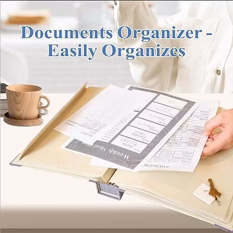 Document Organizer - in Case I Go Missing Binder Labelled Expandable Pockets for A4/Legal Sized Papers &amp; Important Documents