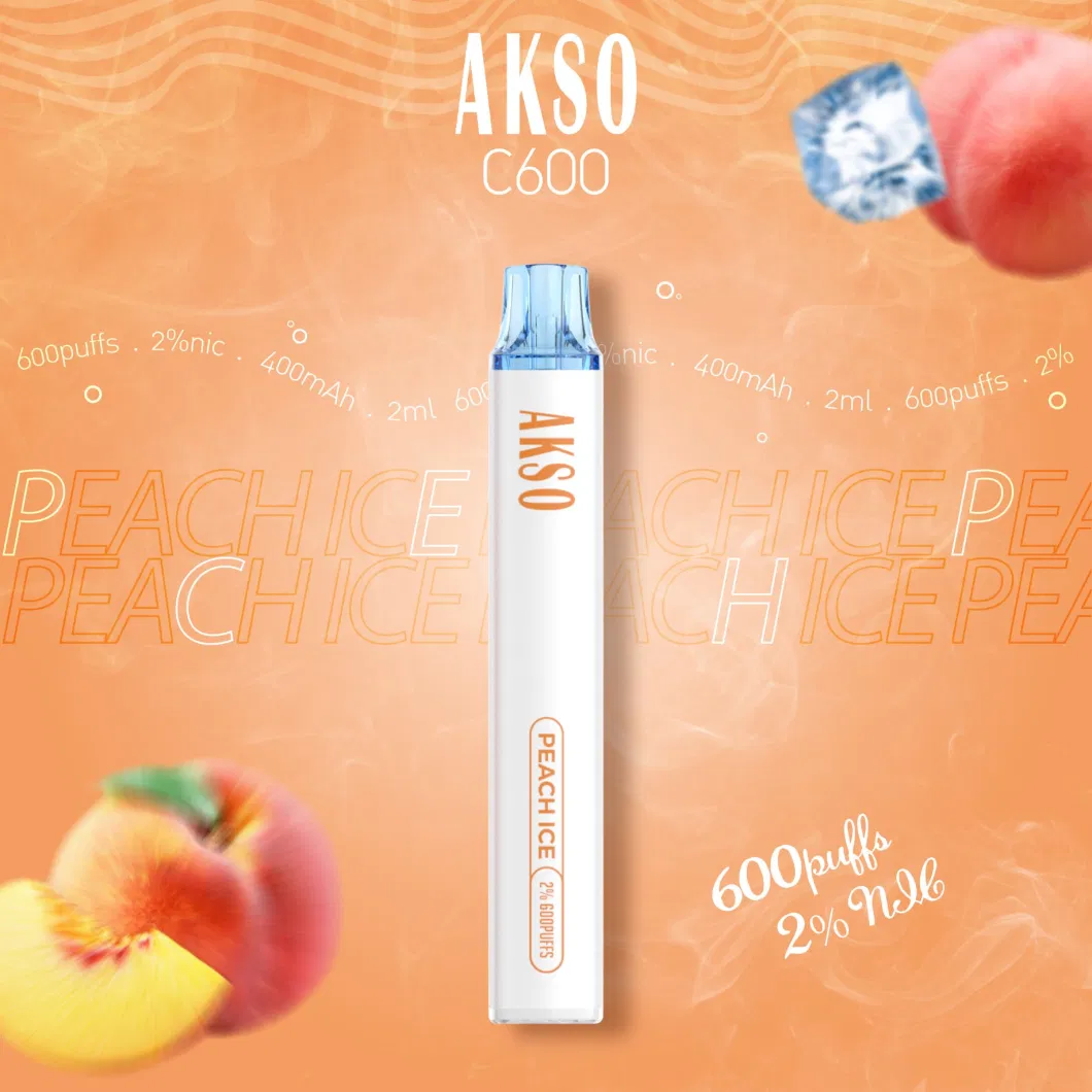 UK Germany Top Best Selling Akso 600 Puffs 2ml E Cigarettes 2% Nicotine Wholesale I Vape Disposable Vape