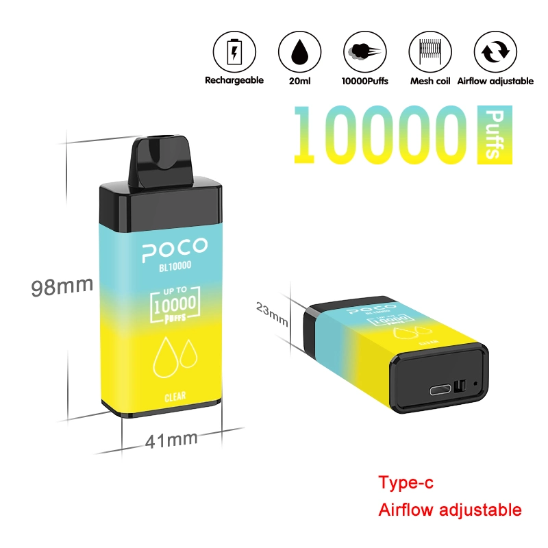 Popular Poco 10K Wholesale Original Factory Disposable Vape 20ml Rechargeable Mesh Coil Poco Bl10000 German Warehouse Vape Pen