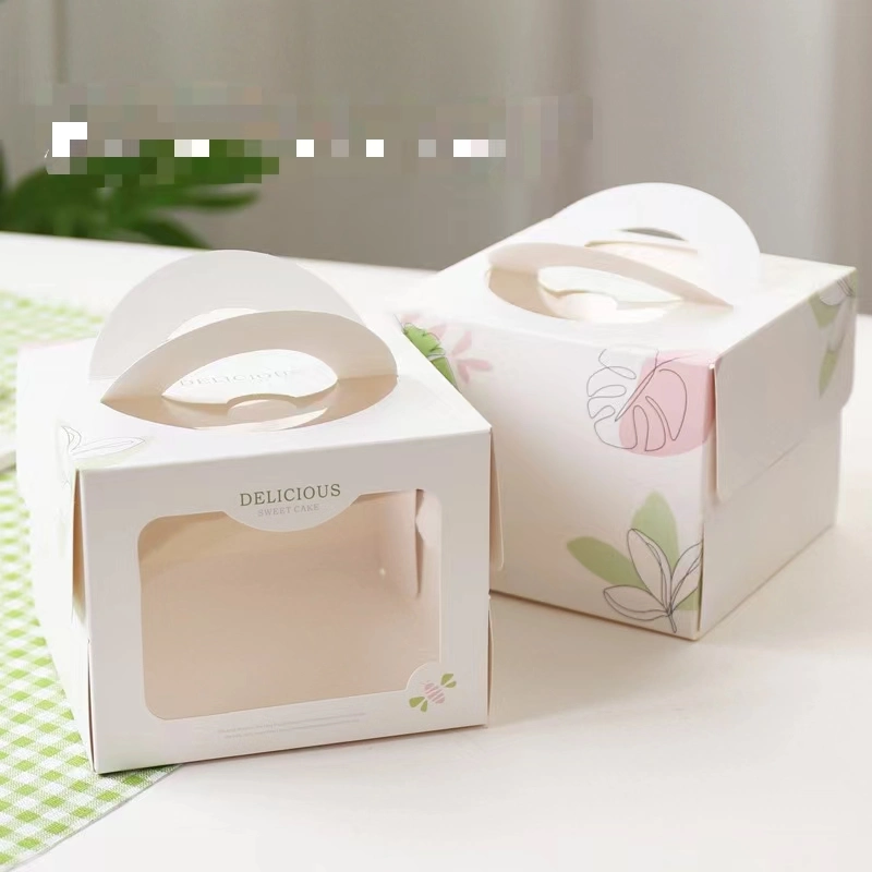 Small Fresh Cake Box Small Pastry Plus High Birthday Cake Packaging Box 4 Inch Mini Portable Window