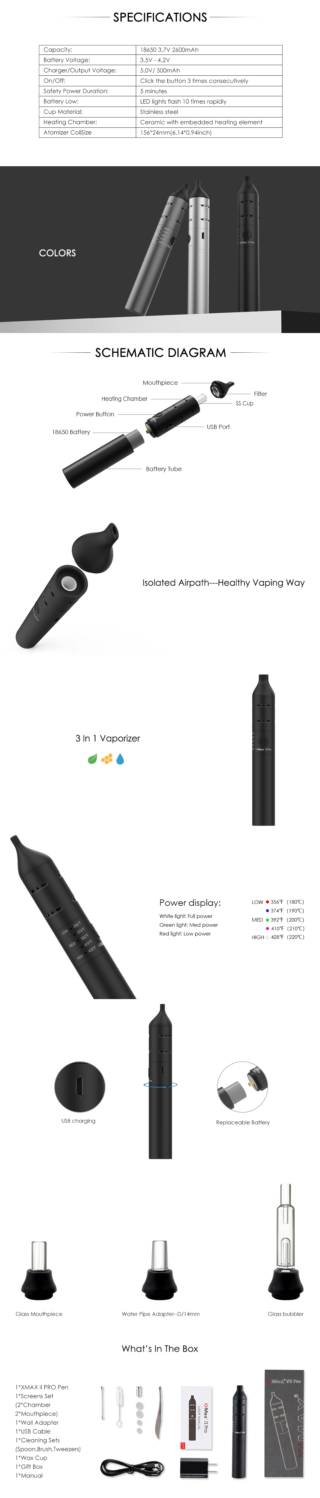 Best Seller Electronic Cigarette Xmax V2 PRO Smoking Dry Herb Wax Vaporizer