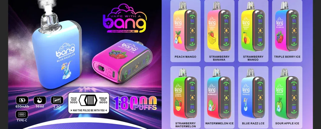 Bang Box 18000 Peach Mango Nicotine Puff 2% 5% Nicotine OEM Vaporizer Wholesale Vape Battery