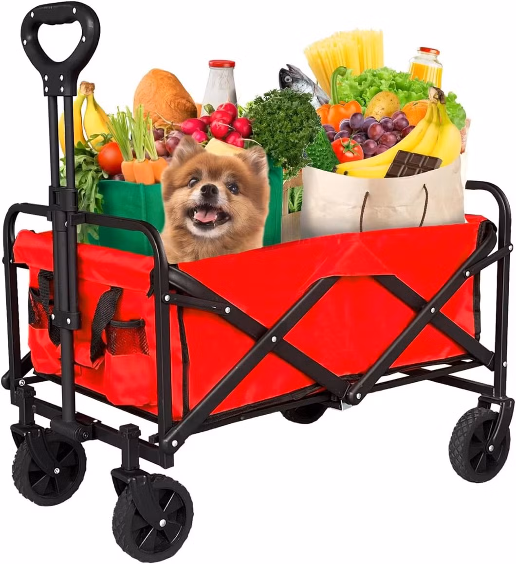Collapsible Beach Cart Large Capacity Folding Utility Garden Cart Wagon Cart