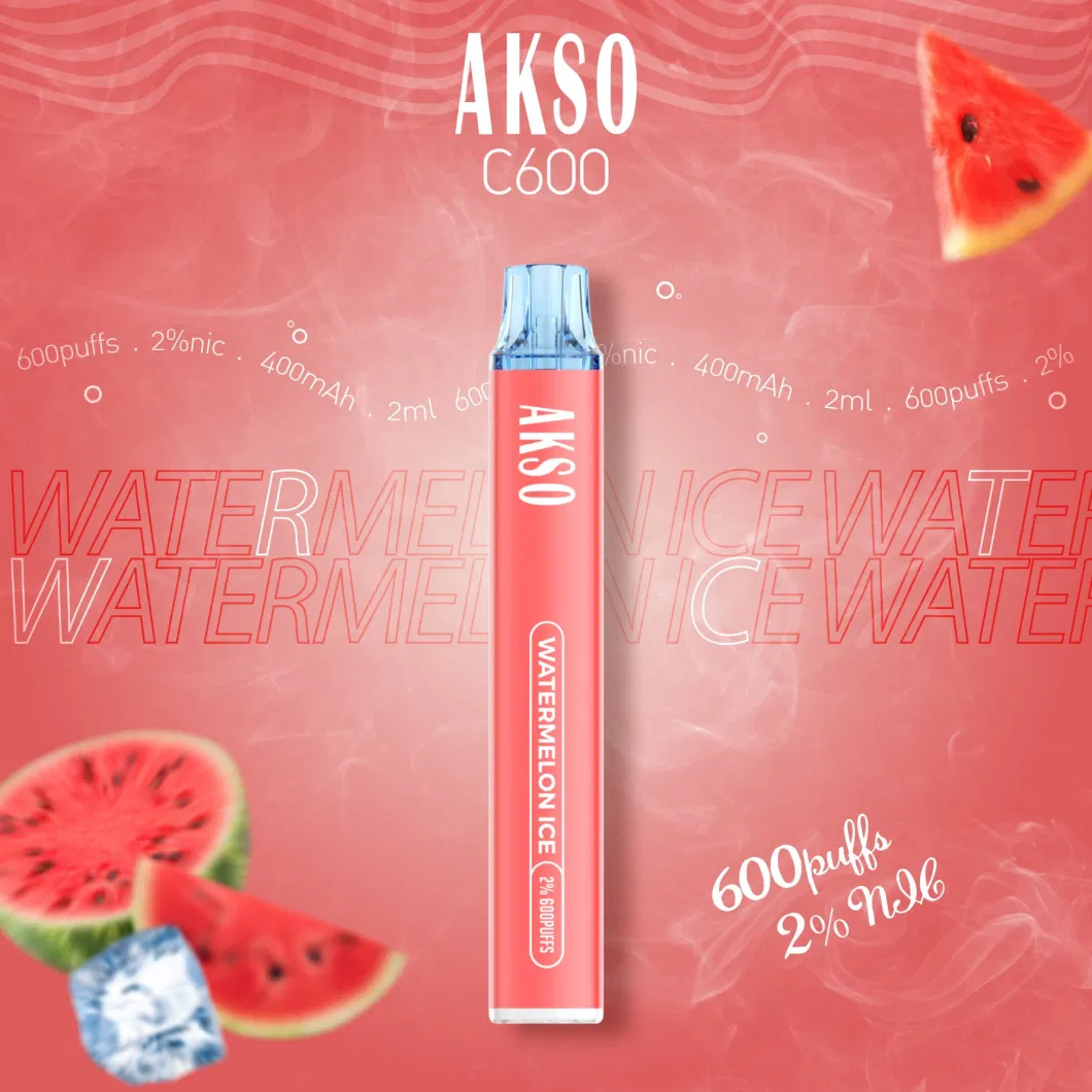 UK Germany Top Best Selling Akso 600 Puffs 2ml E Cigarettes 2% Nicotine Wholesale I Vape Disposable Vape