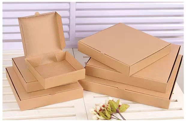 Empty White or Brown Kraft Corrugated Pizza Boxes Takeaway Cardboard Boxes for Pizza Cake Cookies Food Steak