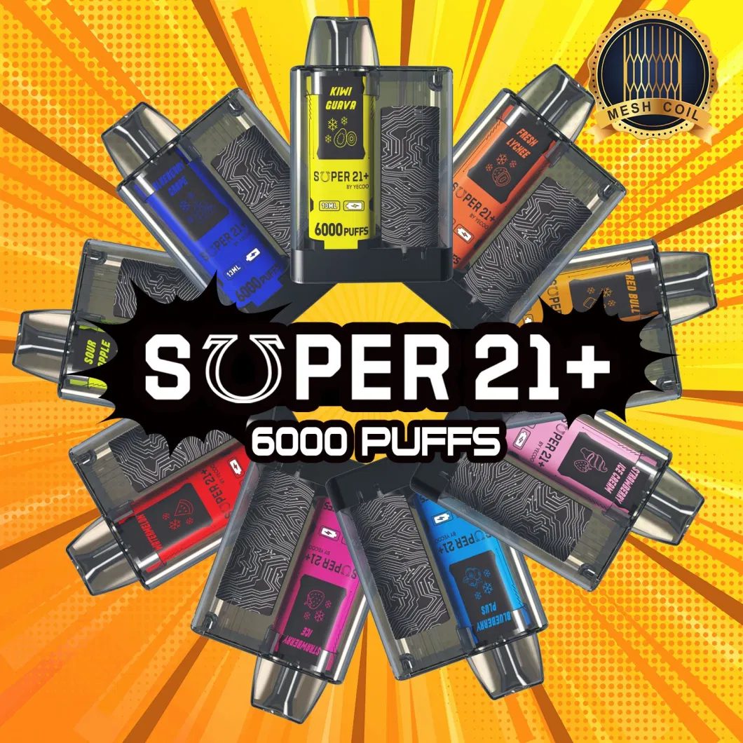 New High Quality Disposable Vape 6000puff Fruit Flavors E Liquid Electronic From Yecoo Super 21+