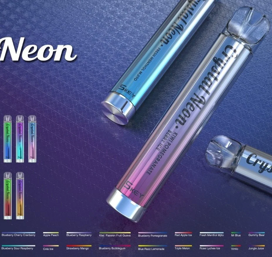 2022 Best Selling UK Wholesale Cheapest Crystal Bar 2% Skey Crystal Neon 600 Puffs 550mAh Battery Disposable Ecigarette Vaporizer