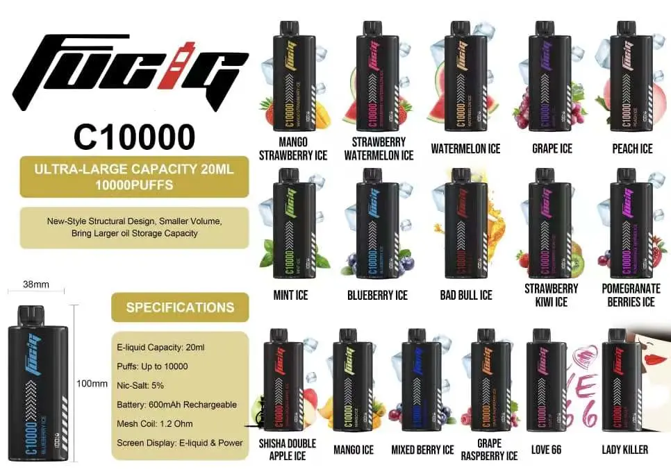 Fucig 10000 Puffs Vape Disposable Factory Big Puffs 5% Nicotine