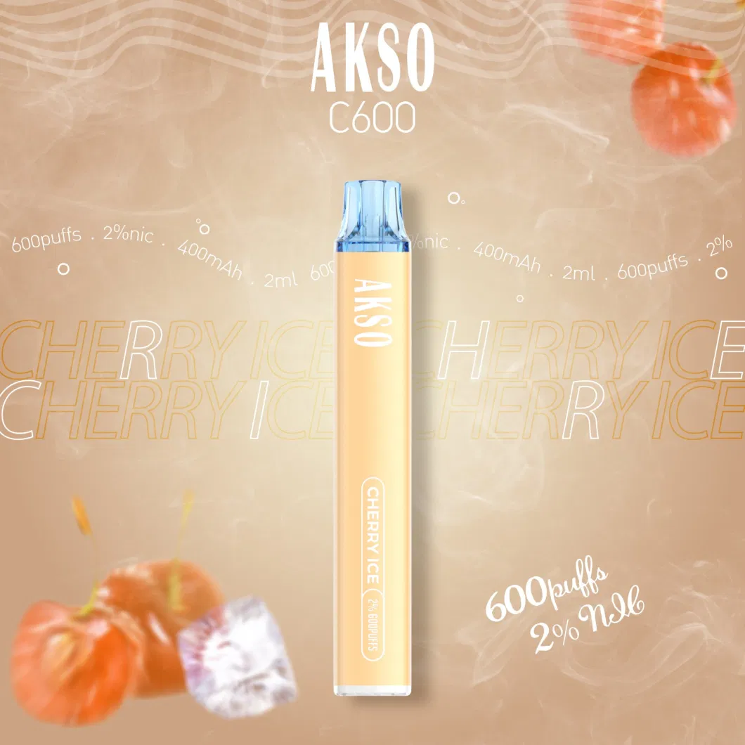 UK Germany Top Best Selling Akso 600 Puffs 2ml E Cigarettes 2% Nicotine Wholesale I Vape Disposable Vape