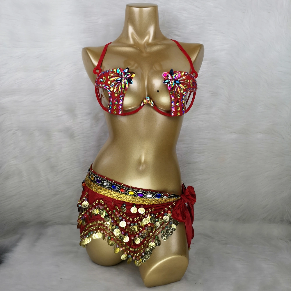 Hot Selling Sexy Samba Rio Carnival Costume New Belly Dance Costume with Feather Head Piece Rave Outfit