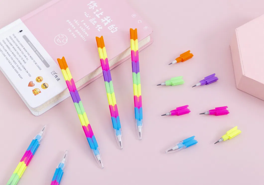 Free Sharpening Pencil Building Block Rainbow Beautiful Colorful Students Bullet Pen