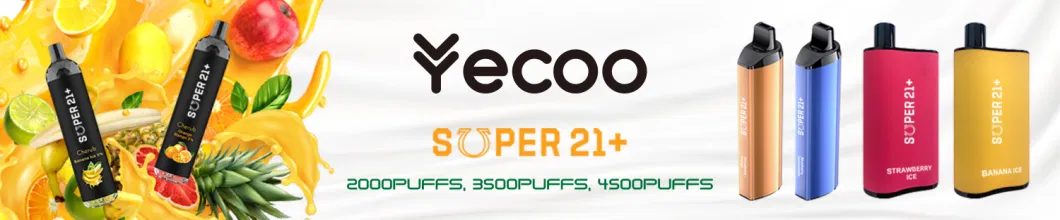 New High Quality Disposable Vape 6000puff Fruit Flavors E Liquid Electronic From Yecoo Super 21+