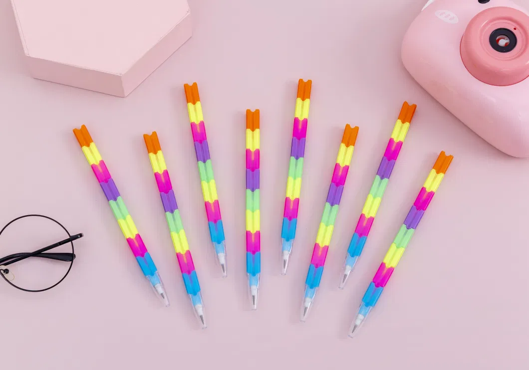 Free Sharpening Pencil Building Block Rainbow Beautiful Colorful Students Bullet Pen