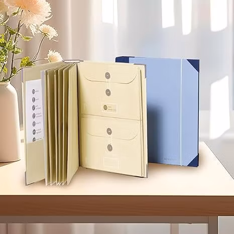 Document Organizer - in Case I Go Missing Binder Labelled Expandable Pockets for A4/Legal Sized Papers &amp; Important Documents