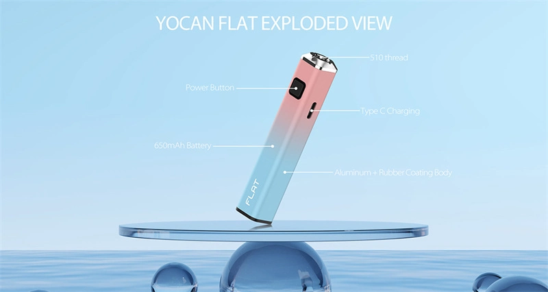 Yocan Flat Series Preheat Battery 350mAh 400mAh 650mAh 900mAh Adjustable Voltage Fit for 510 Thread Cartridge Vaporizer Pen