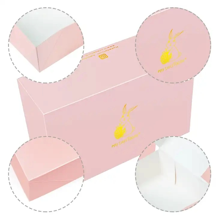 Wholesale Custom Folding Flat Cardboard Cake Pink Bakery Donut Kraft Paper Boxes