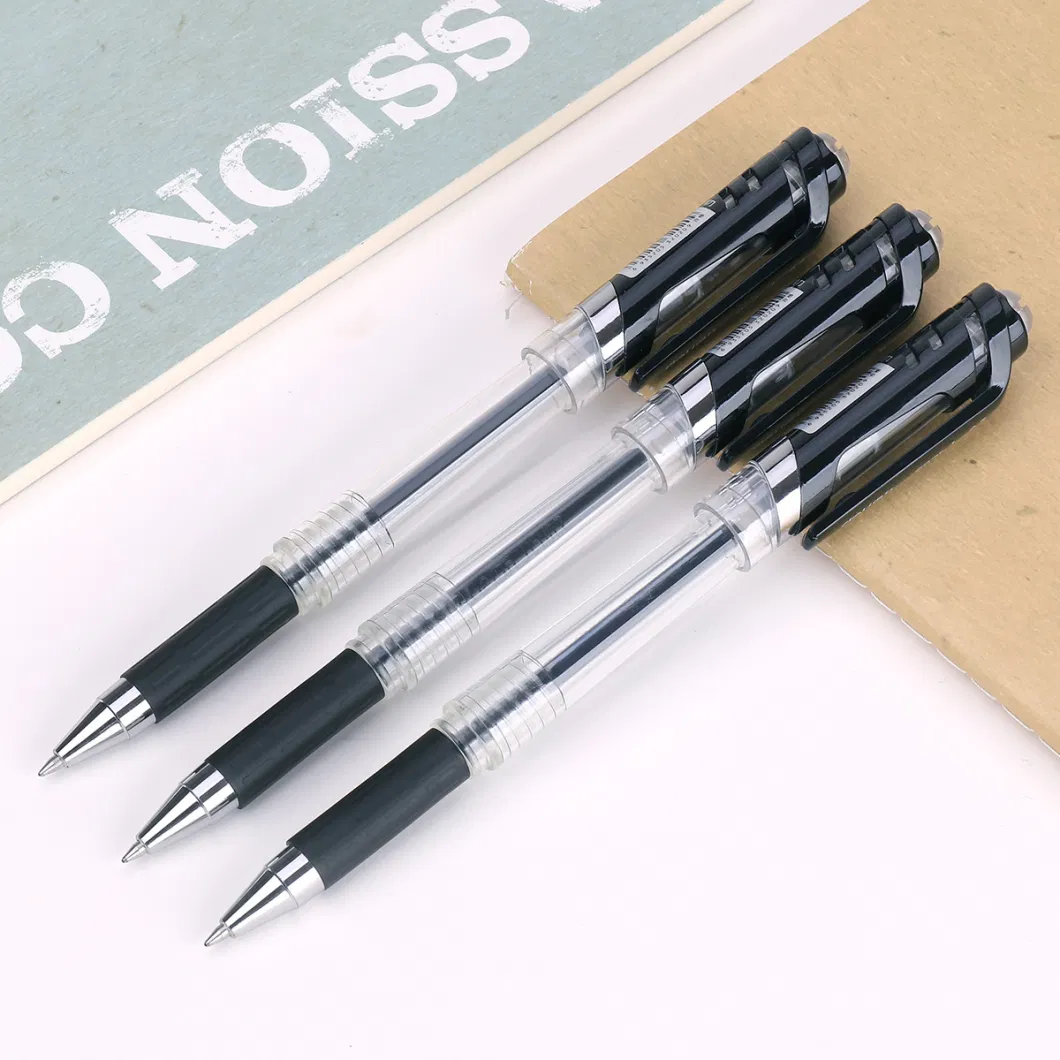 Simple Black Appearance Transparent 0.5mm Black Enhanced Needle Gel Pen