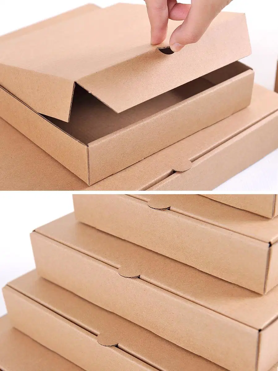 Empty White or Brown Kraft Corrugated Pizza Boxes Takeaway Cardboard Boxes for Pizza Cake Cookies Food Steak