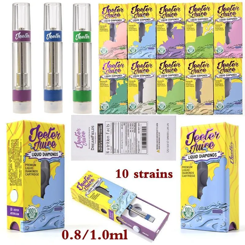 Wholesale Jeeters Juice 1.0ml Disposable Carts Krt Glo Rove Buzz Bar Empty Carts Live Resin Vaporizer Ceramic Coil with Packaging Extracts DAB Pen Wax Vaporize