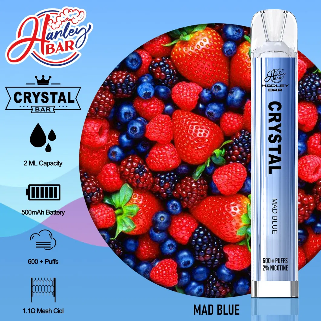 Shenzhen Vape Distributor Stock Harleybar Crystal 600 Puff Disposable Elf Pod Bar