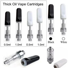 USA Stock Th205 Vape Carts 1ml in Bulk 0.5ml White Black Atomizers 510 Thread Vape Cartridges Glass Tank Vaporizer in Bulk