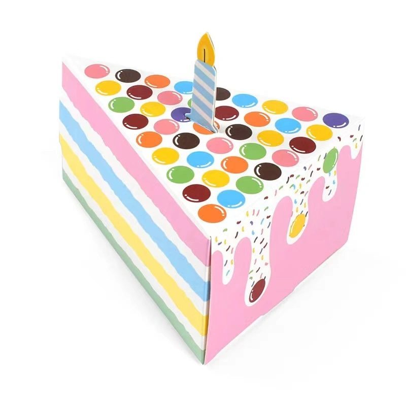 Cute Creative Triangle Cake Shape Wedding Candy Box Spot Birthday Party Children&prime;s Gift Gift Box