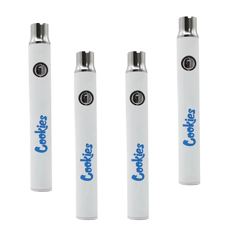 Cookies Battery Adjustable E Cigarette 510 Thread Baterries 350mAh Wax Vape Pens Cartridges VV Variable Voltage USB Cable Batteries for Oil Pen