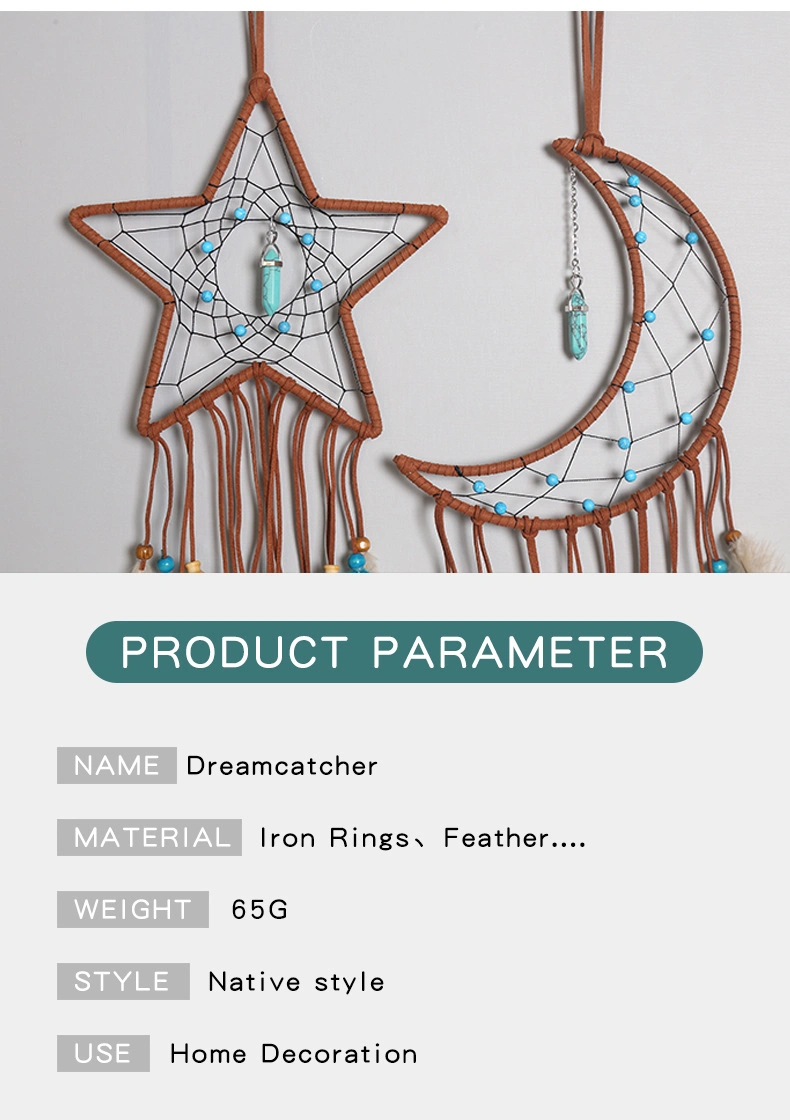 Retro Star Moon Design Dream Catcher Feather Wall Decoration