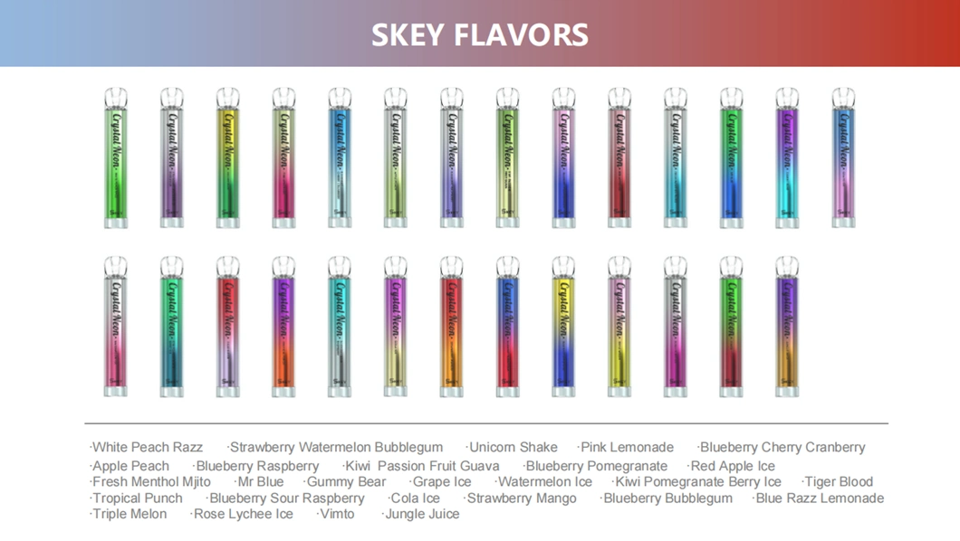 2022 UK Best Selling Wholesale I Vape Pen Skey Crystal Neon Bar Disposable Electronic Cigarette 600 Puffs 25 Flavors 2ml with Tpd