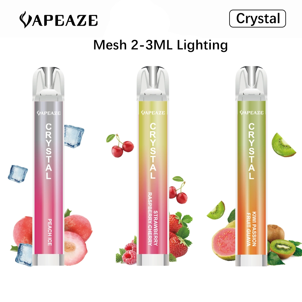 Vapeaze Manufacture Atomizer 20flavors Nicotine Free 2ml Oil 600 Puff Mini Pod Disposable Vape Tpd Certificate Crystal E Cigarette Customize Vaporizer