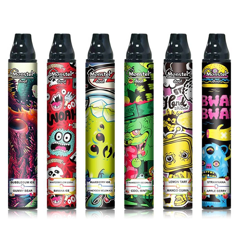 Monster Dual Dual Flavors Vape Pen 1000+1000puffs Disposable Vape 3+3ml Vape Juice Factroy Supply 10 Flavors Available