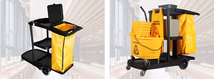Multipurpose Restaurant Hotel Cleaning Trolley Cart with Cover Service Tool Cart Cleaning Equipment