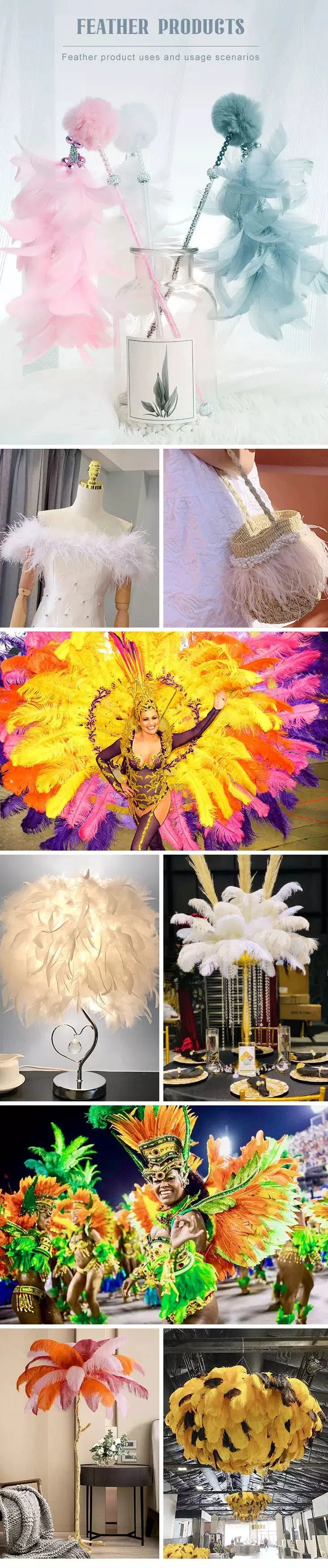 Wholesale Large White Carnival Festival Ostrich Feather 15-80cm Dyed Ostrich Feathers Trims for Wedding Decoration