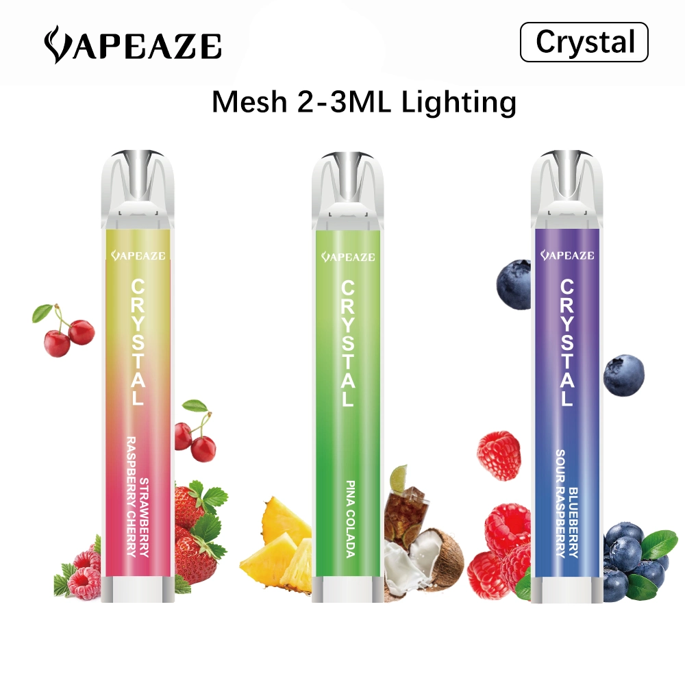 Vapeaze Manufacture Atomizer 20flavors Nicotine Free 2ml Oil 600 Puff Mini Pod Disposable Vape Tpd Certificate Crystal E Cigarette Customize Vaporizer